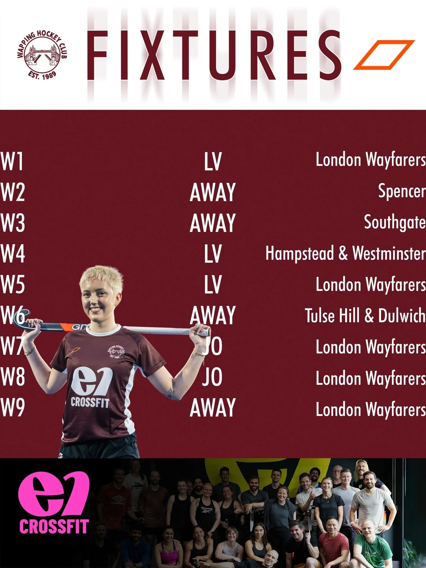Time for gameweek 10, the penultimate game before the winter break🔥🏑

Check out the fixtures!

Sponsored by @e1crossfit

#wapping #wappinghc #hockey #hockeylife #fieldhockey #hockeyplayer #hockeylove #londonhockey #hockeyplayers #sport #hockeyfamil