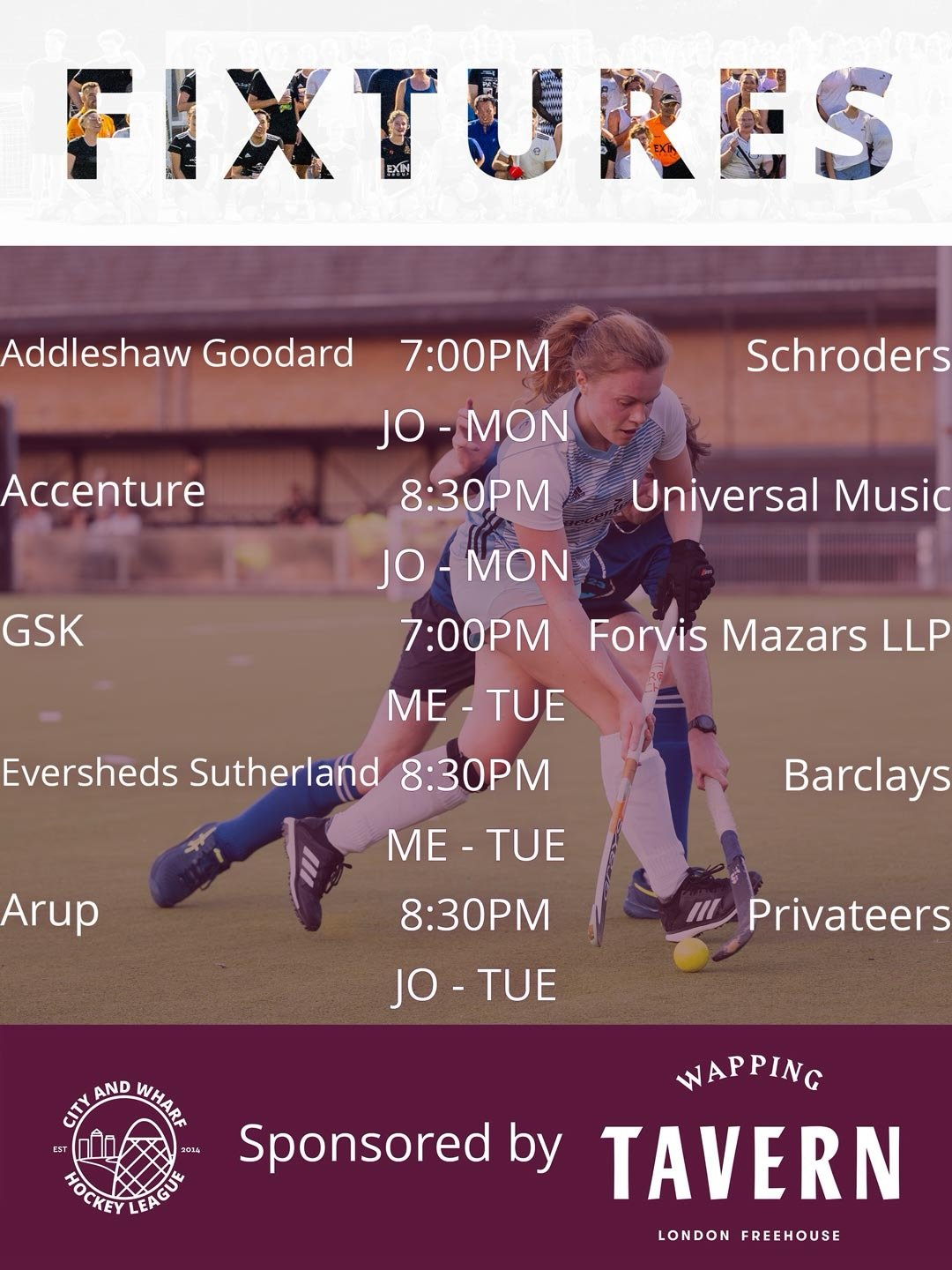Week 3 Fixtures 🏑

Sponsored by @wappingtavern 

📸 @emiel_occidental &amp; @james.budgen 

#fieldhockey #citywharfhockey #hockeygram #instahockey #ad