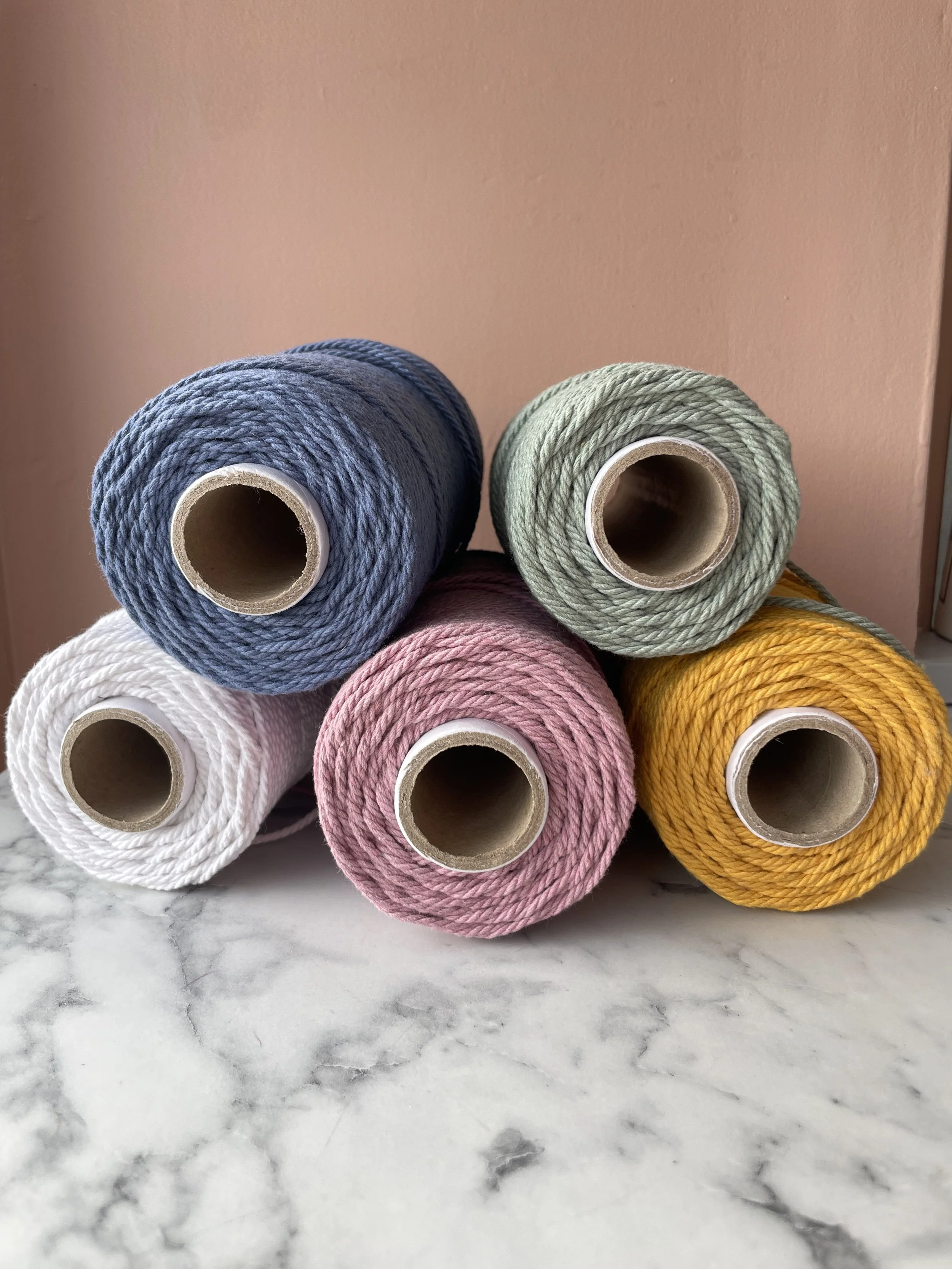 Job Lot - 2.5mm 3 Ply Recycled Cotton Macrame Cord – Twisted Cotton Rope Destash Bundle for Craft & DIY Projects