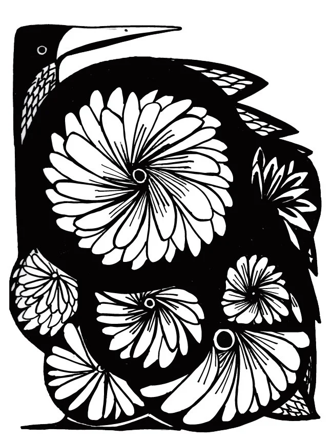 "The Heron hides", sharpie series, 2019