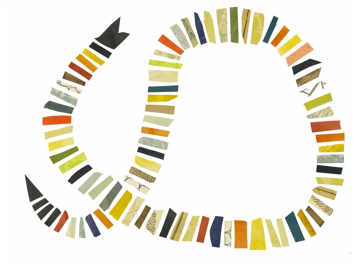 "Rain-boa-constrictor", monoprint,  2017