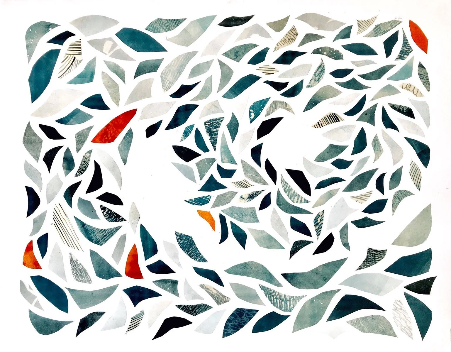 "And I let the river take me", monoprint, 2019