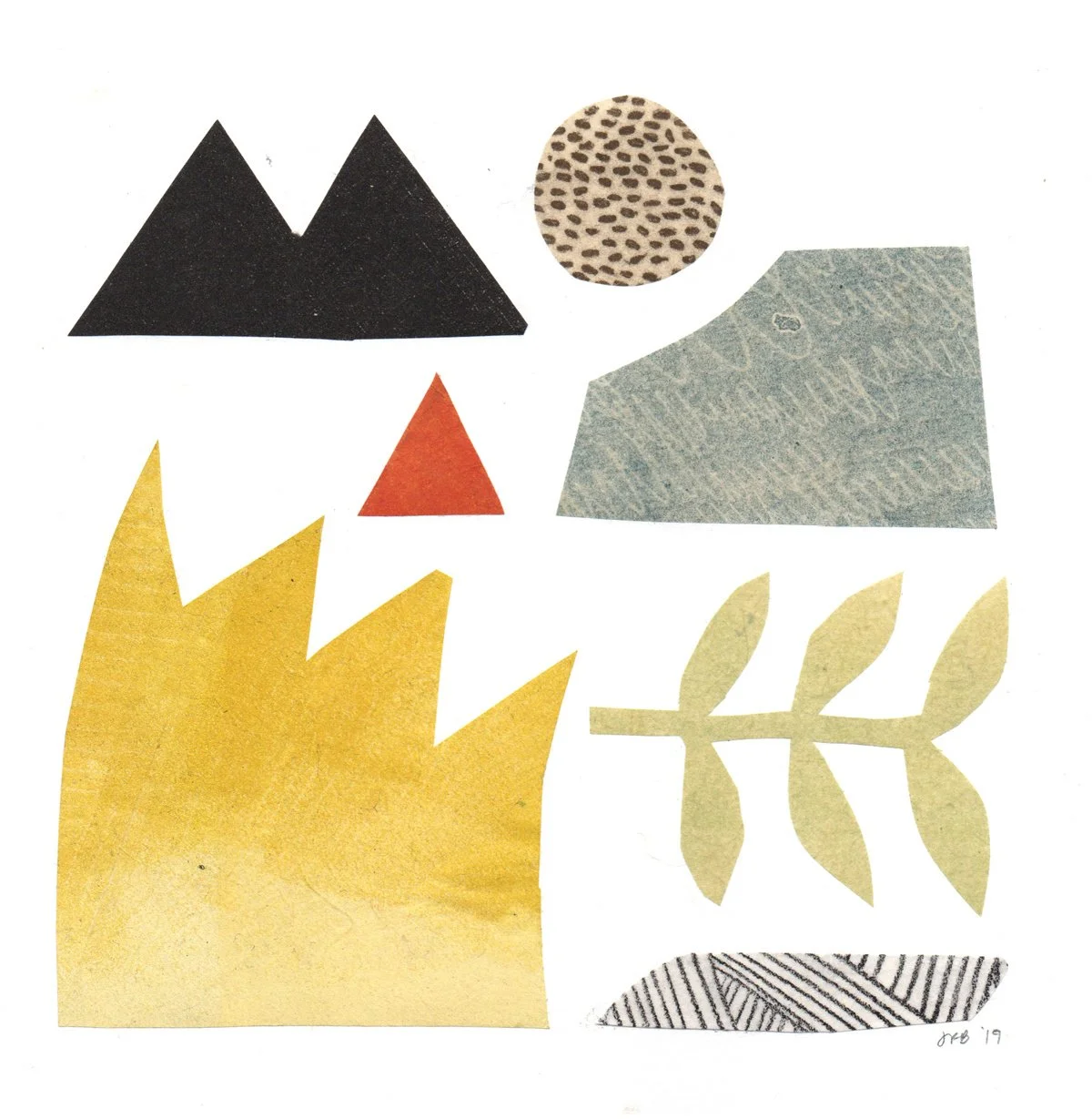 "A landscape in seven parts", monoprint, 2019