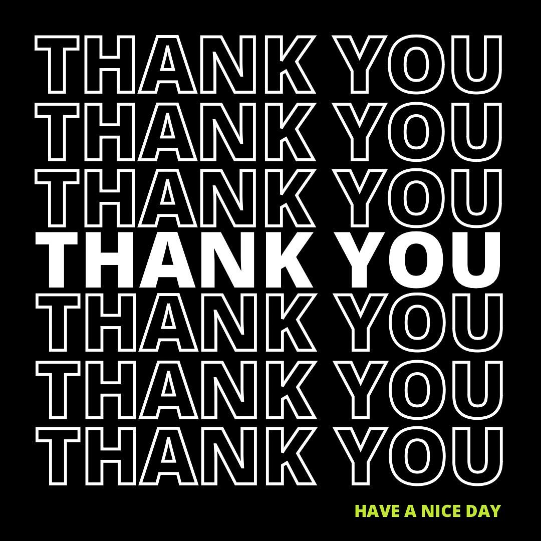 This one goes out to all our donors- THANK YOU! And have a NICE day. 🤩

#TeenCentered #Nonprofit #SupportOurYouth 

Image Description: Black background with white text reading THANK YOU seven times stacked and Have a nice day in neon lime green in b