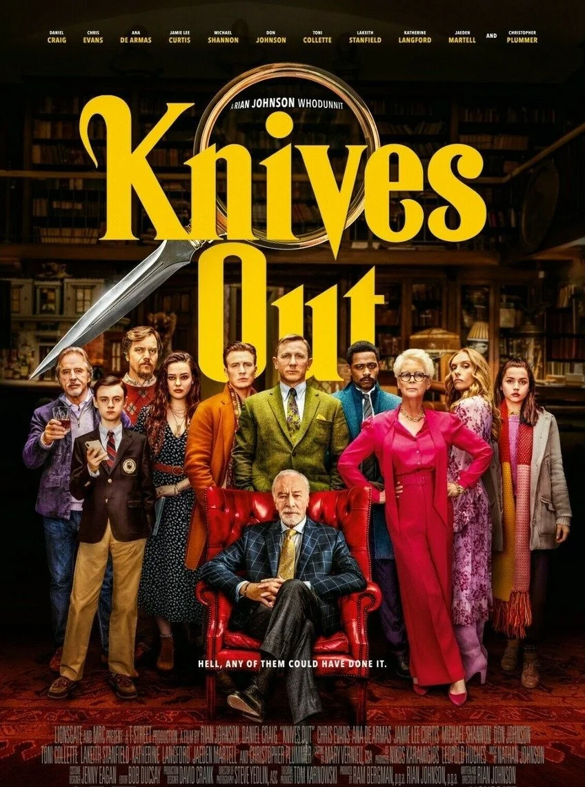 Join us this Friday to watch Knives Out from 6-8, perhaps the best murder mystery since Sherlock Holmes!