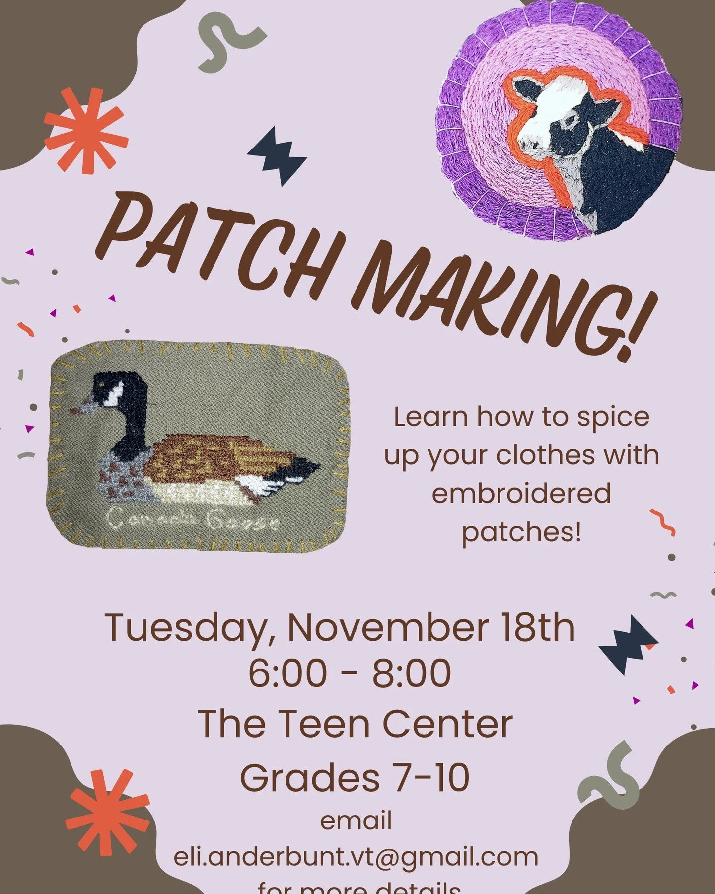 This is the 2nd of 2 FREE workshops offered by one of our amazing, senior teens. Eli is an incredible textile artist and a wonderful teacher! All materials and snacks provided (but also feel free to bring things from home).