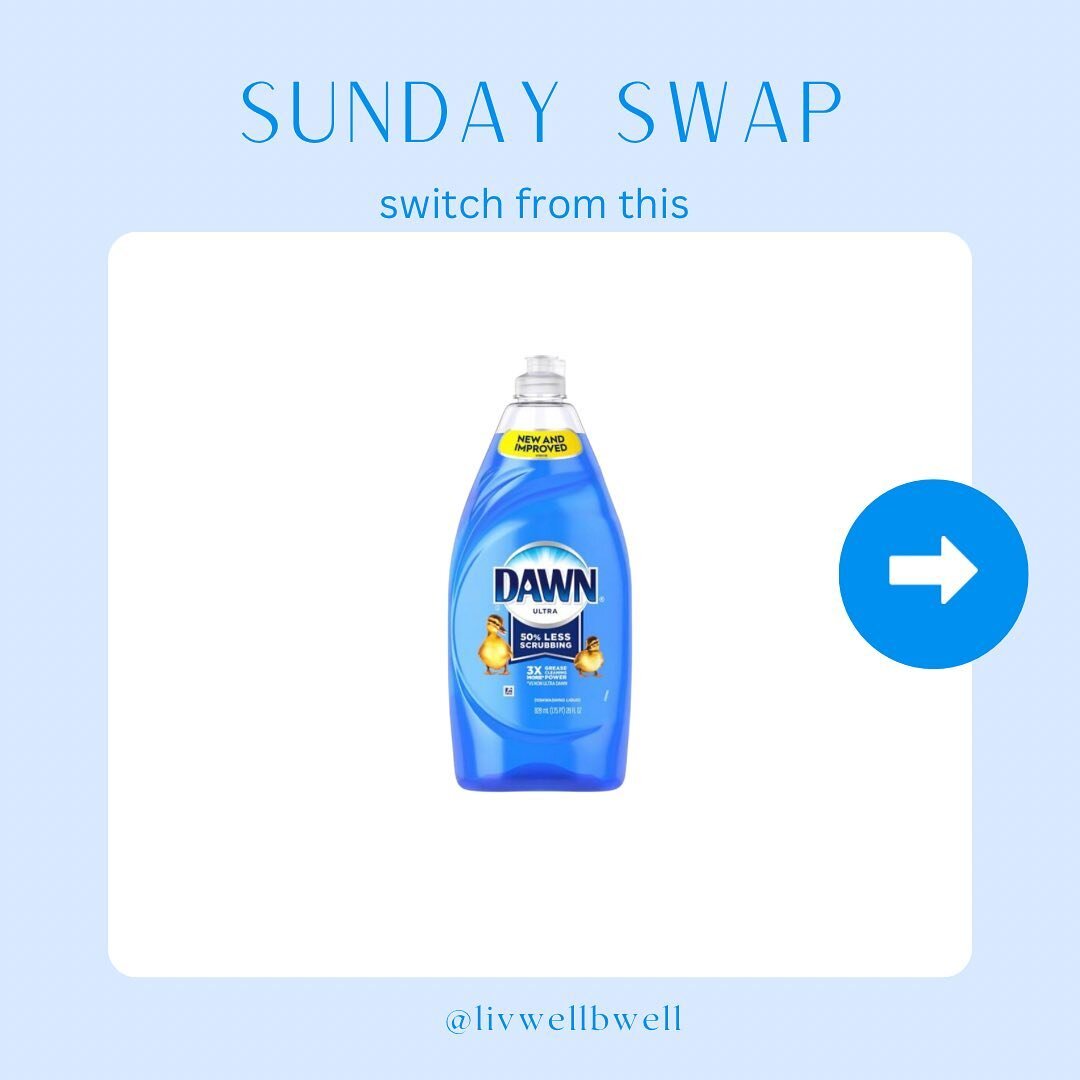 Sunday Swap ➡️ Dish Soap

Common household brands like Dawn and Palm Olive contain fragrance , colorants, formaldehyde and ammonia. Dish soap leaves a toxic chemical residue on your dishes, is absorbed into your skin when washing dishes and releases 