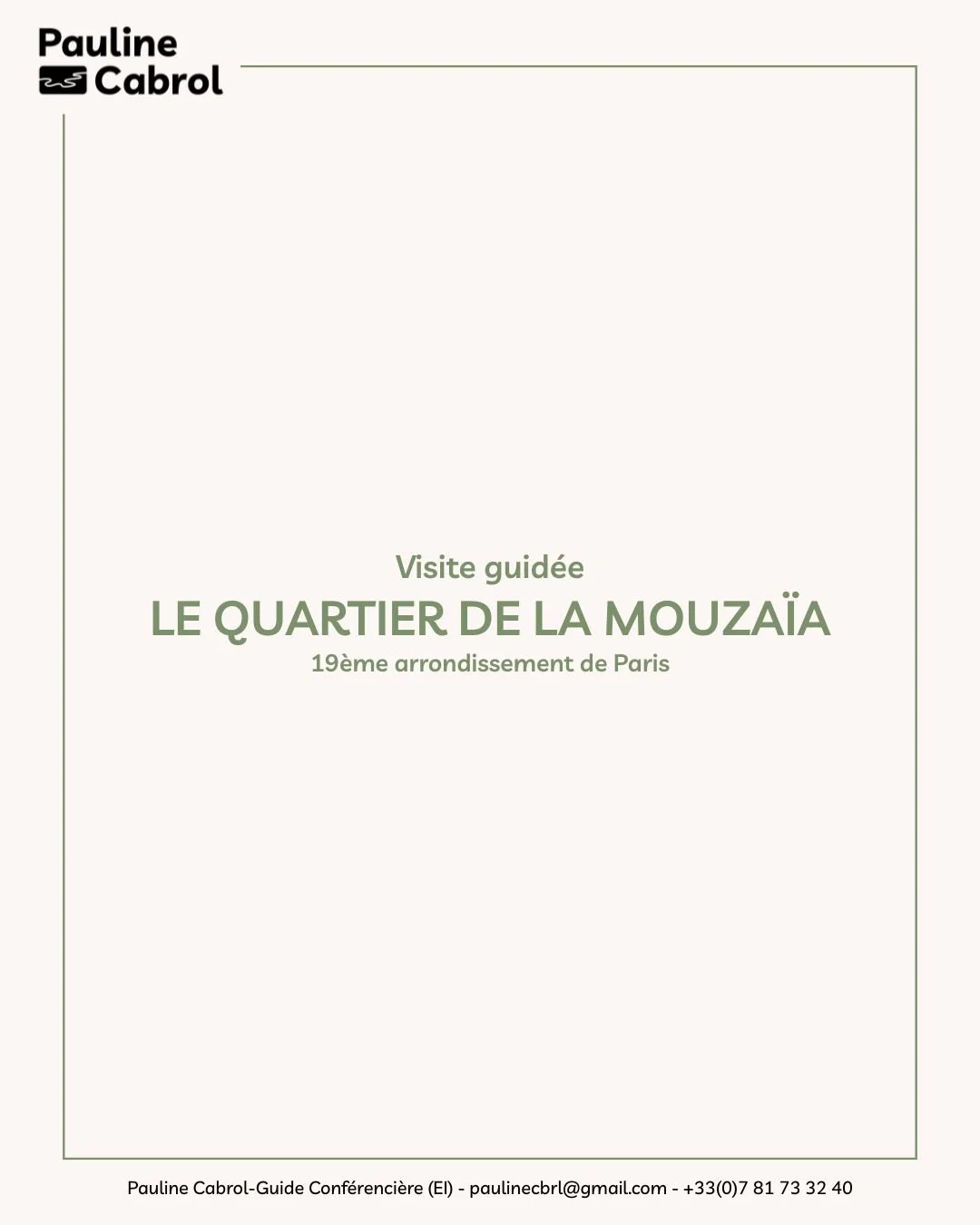Visite guidée du Quartier de la Mouzaïa - samedi 17 octobre 2026 - 14h00