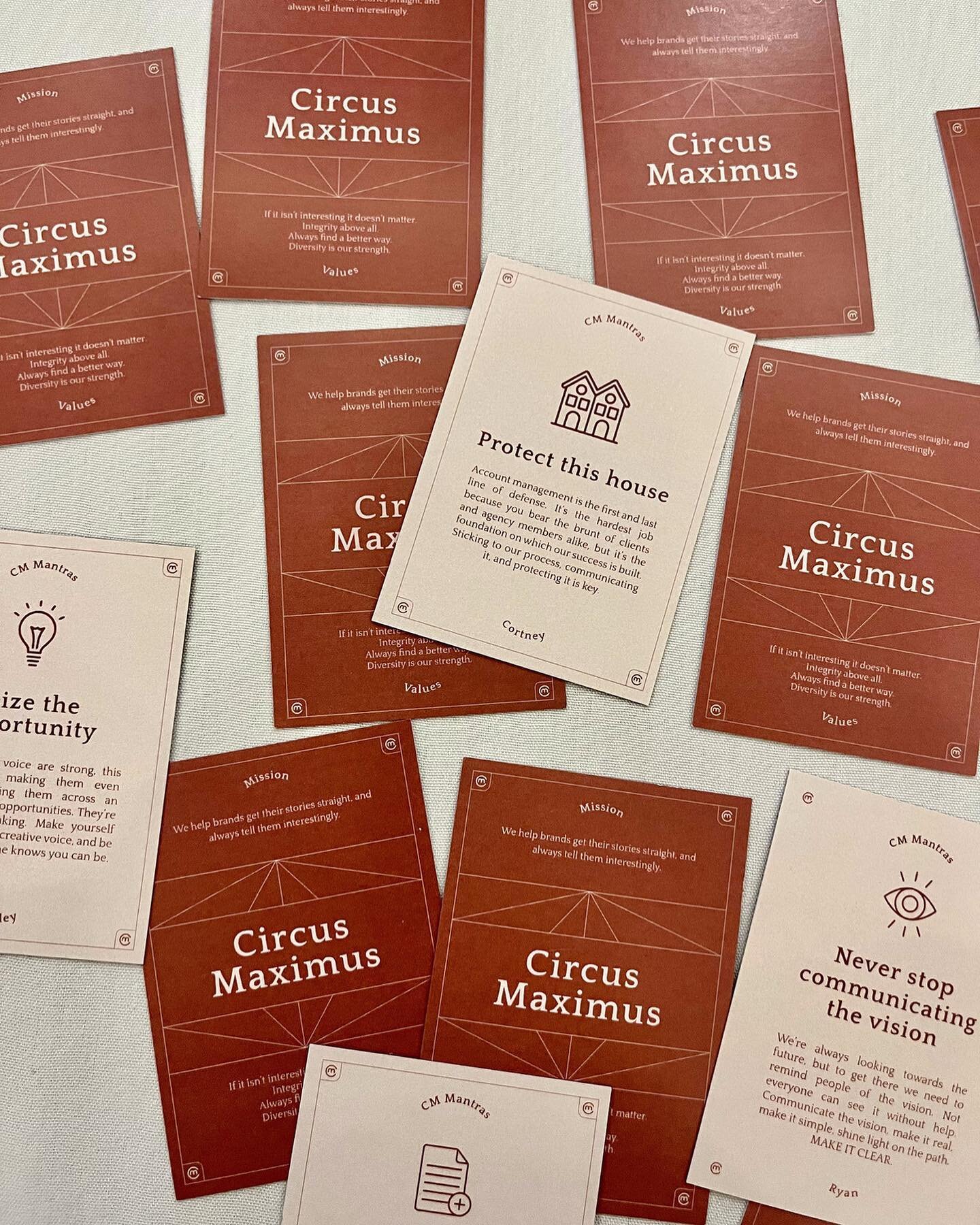 It's all in the cards 🪄🔮

Mantras we live by at CM:
👀 If it isn't interesting, it doesn't matter.
🫡 Integrity above all.
👍 Always find a better way.
🏆 Diversity is our strength.

#crcsmxms #team #mantras #values #advertising