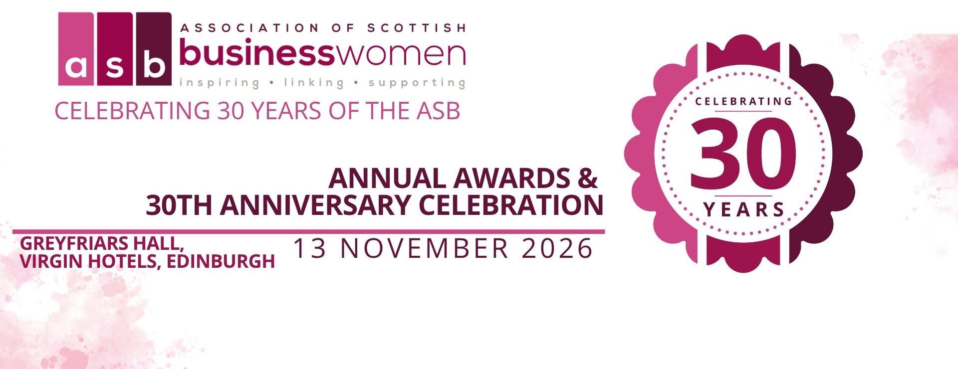 Association of Scottish Businesswomen (ASB) 30th Anniversary Celebration and Awards
