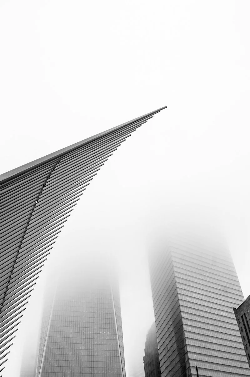 Abstract greyscale image of skyscrapers