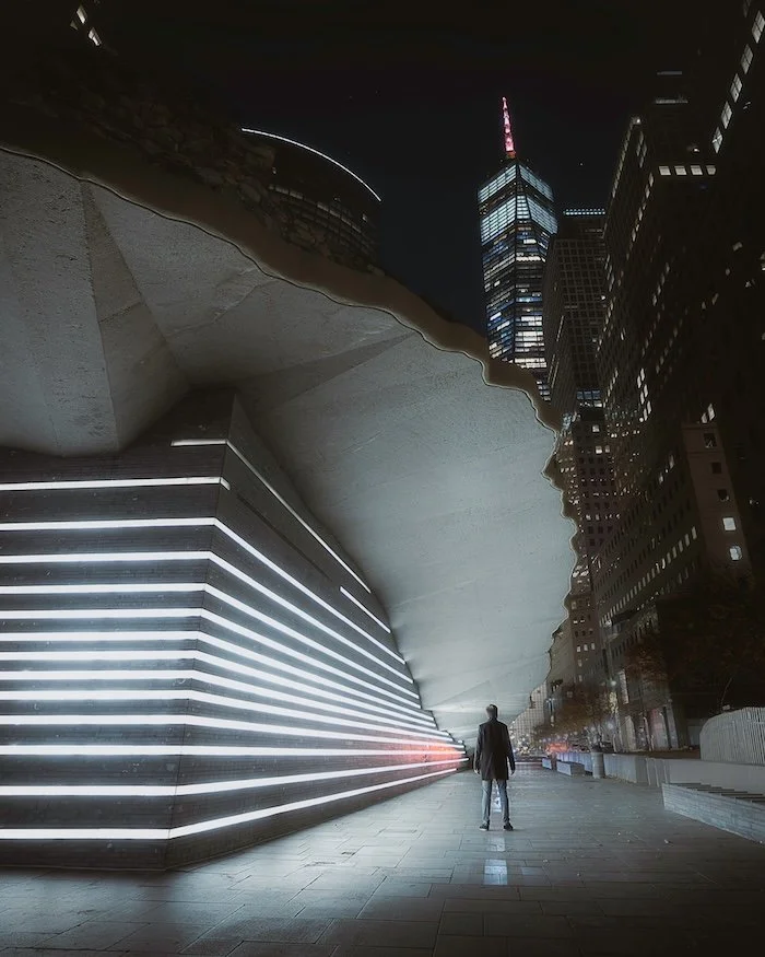 Abstract architectural lines with layered shadows and geometric angles