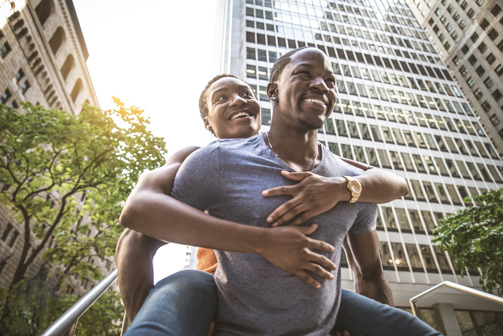 A couple in a relationship embracing