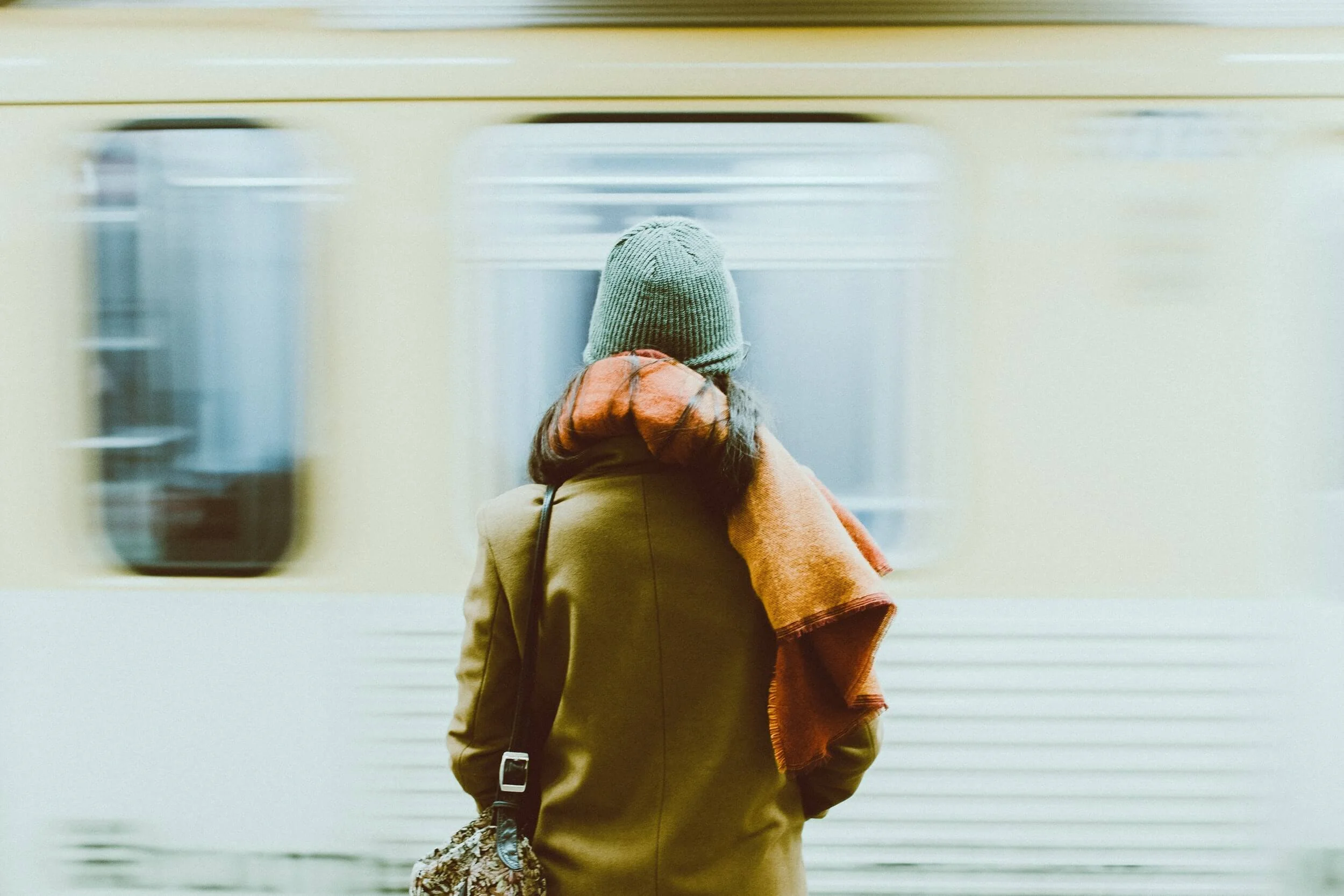 A person on a New York City subway platform