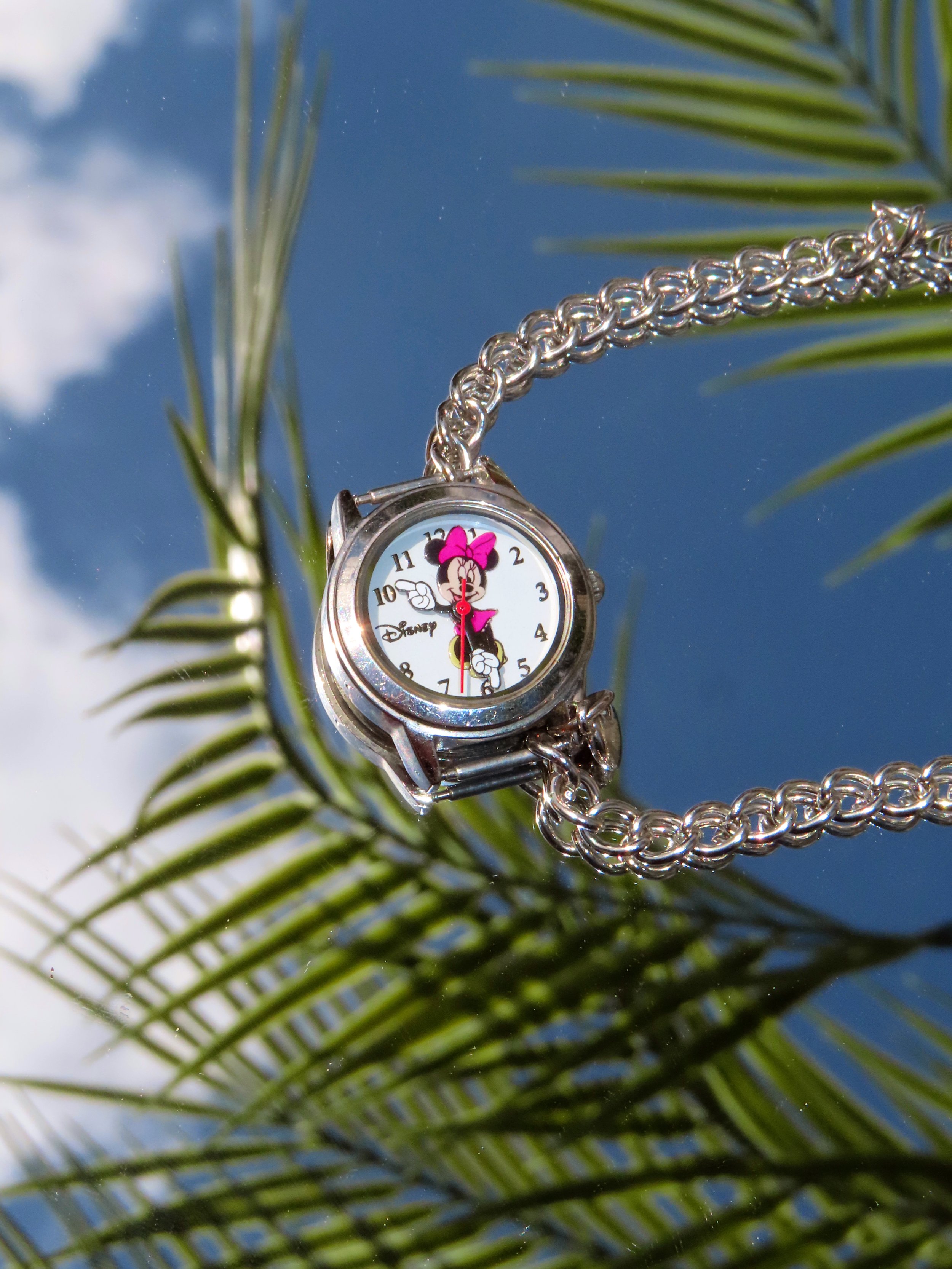 SILVER MINNIE WATCH NECKLACE