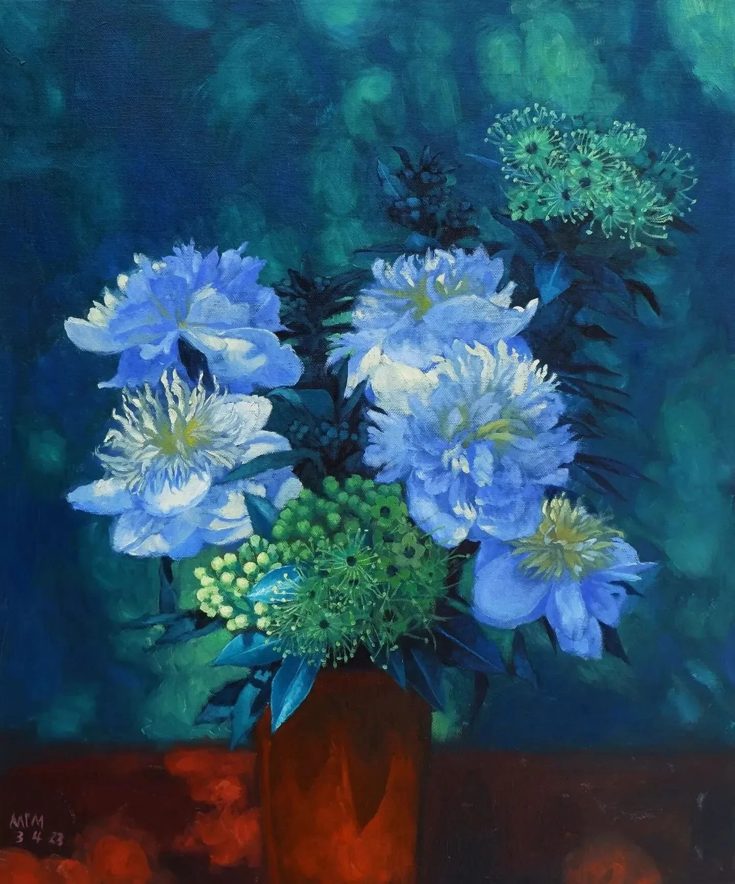 &quot;Felix&quot;
Status: available for 42,000 baht or 1,100 euros 

50&times;60cm
Oil on linen
3 April 2023

#botanicalart #oiloncanvas #oilpainting #flowerspainting #instaflowers #MimHaus #peonies #realismpainting #impressionism