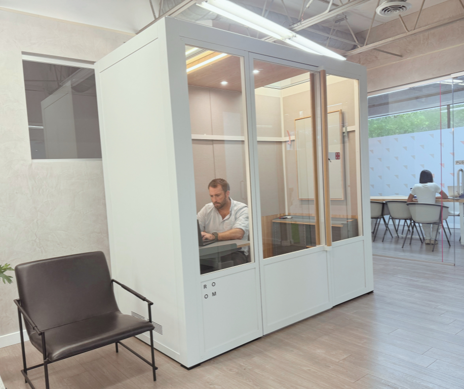 a man in the focus pod at the flamingo house