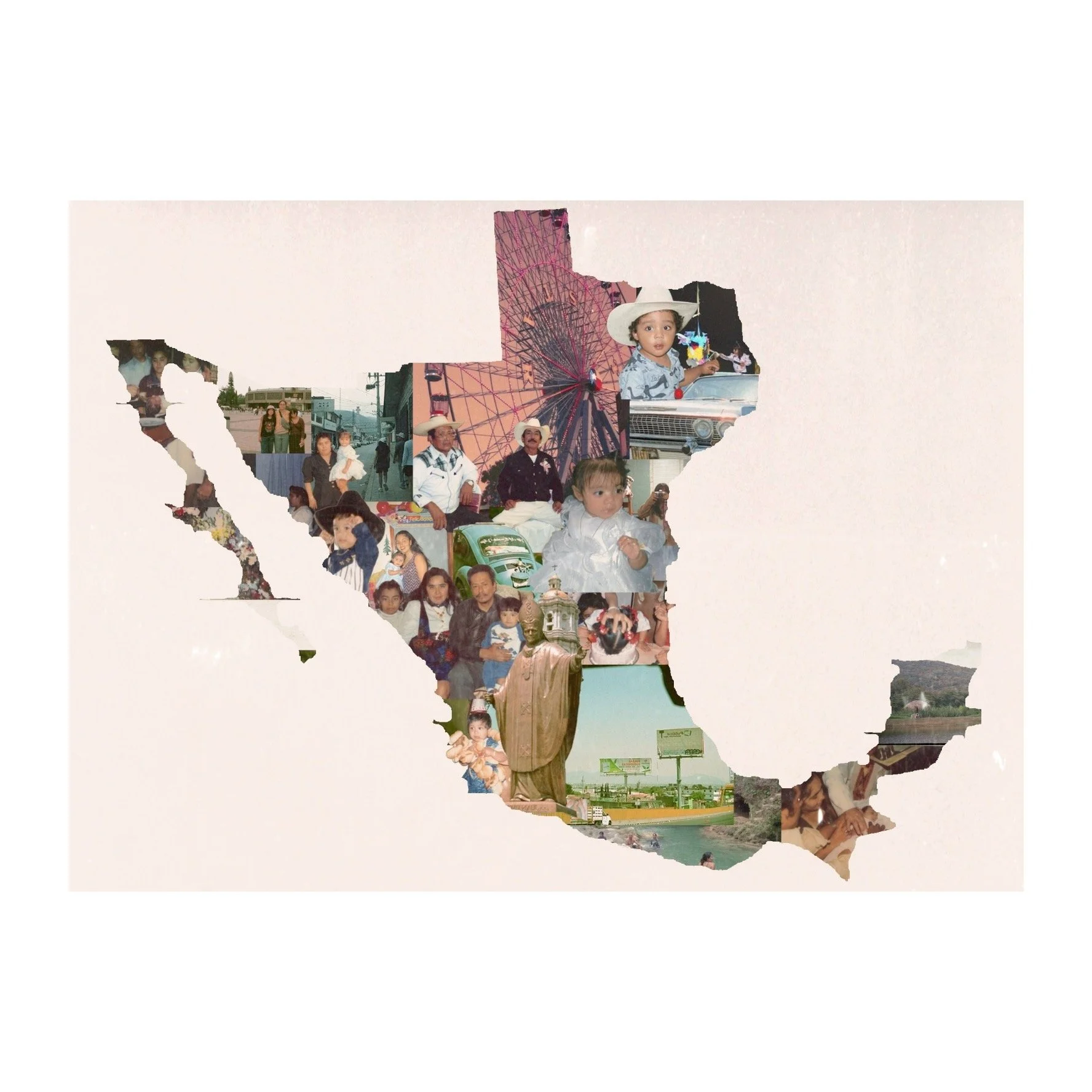 Digital Collage of my family's history between Texas and Mexico (2024) 