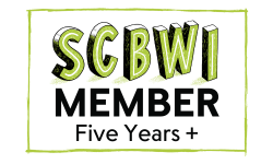 SCBWI member logo celebrating five years of membership.
