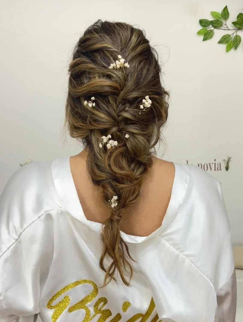 recogido novia trenza boho
