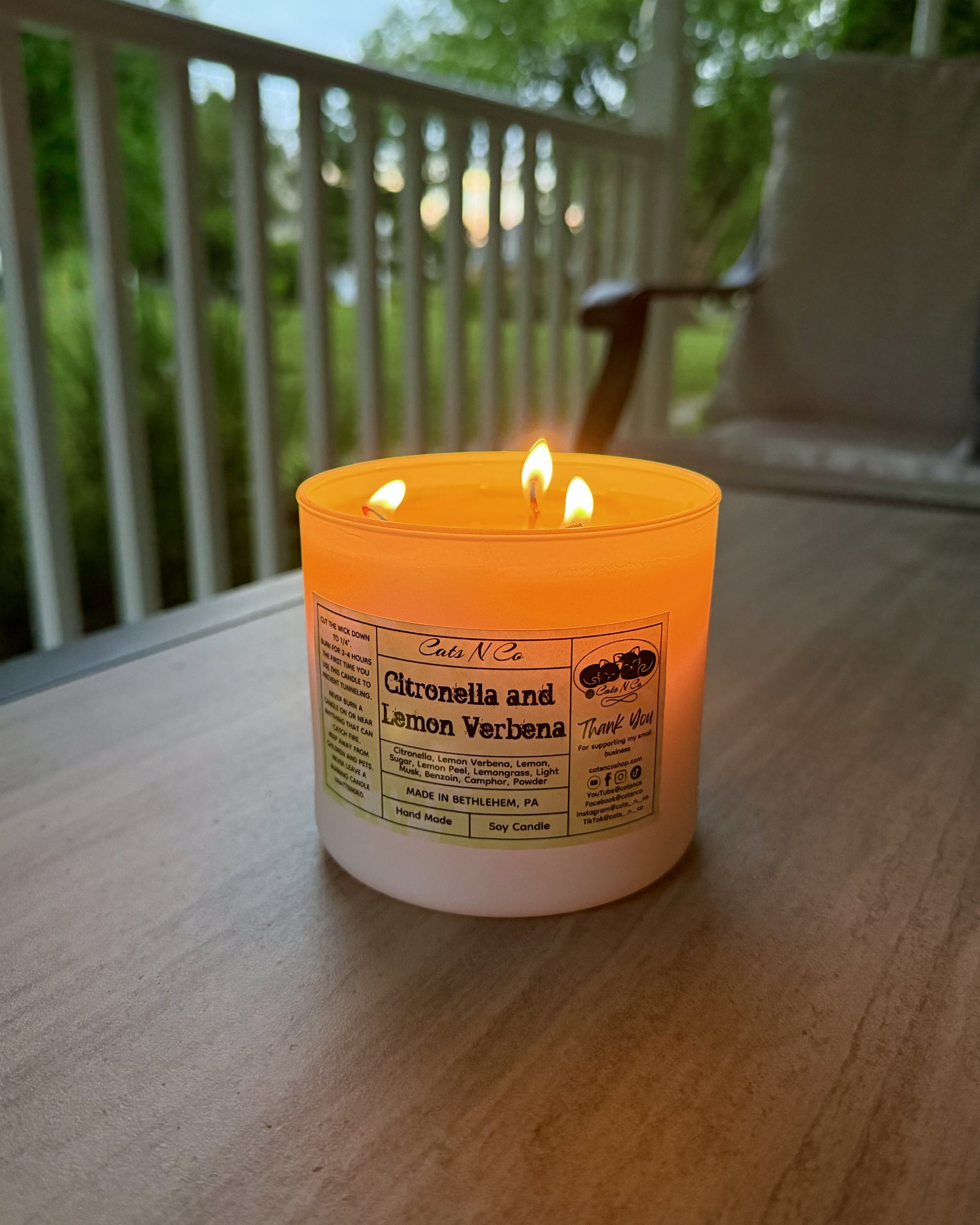 Citronella and Lemon Verbena scented large candle