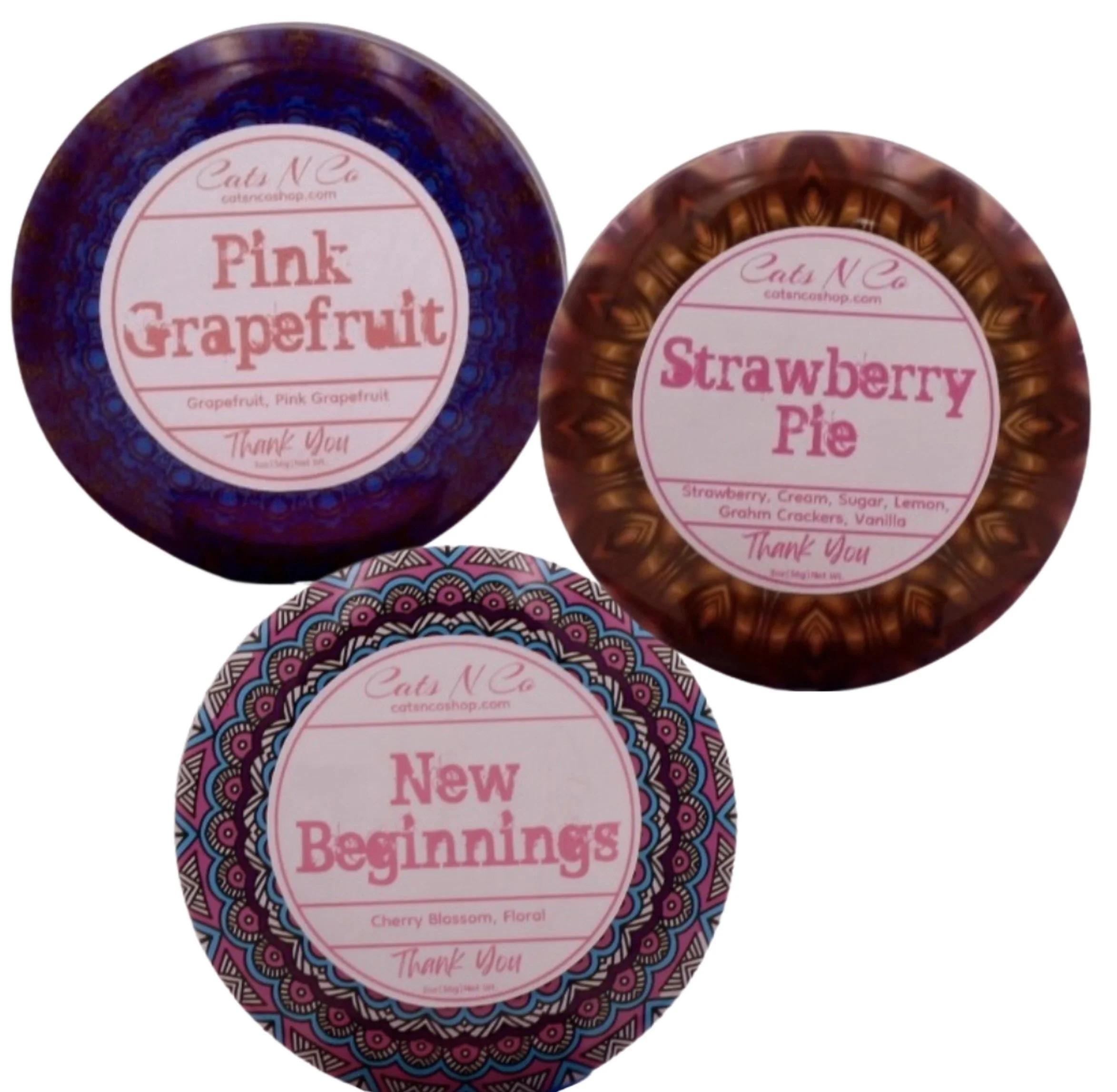 New Beginnings Cherry Blossom, Pink Grapefruit, Strawberry Pie Small Candle Bundle