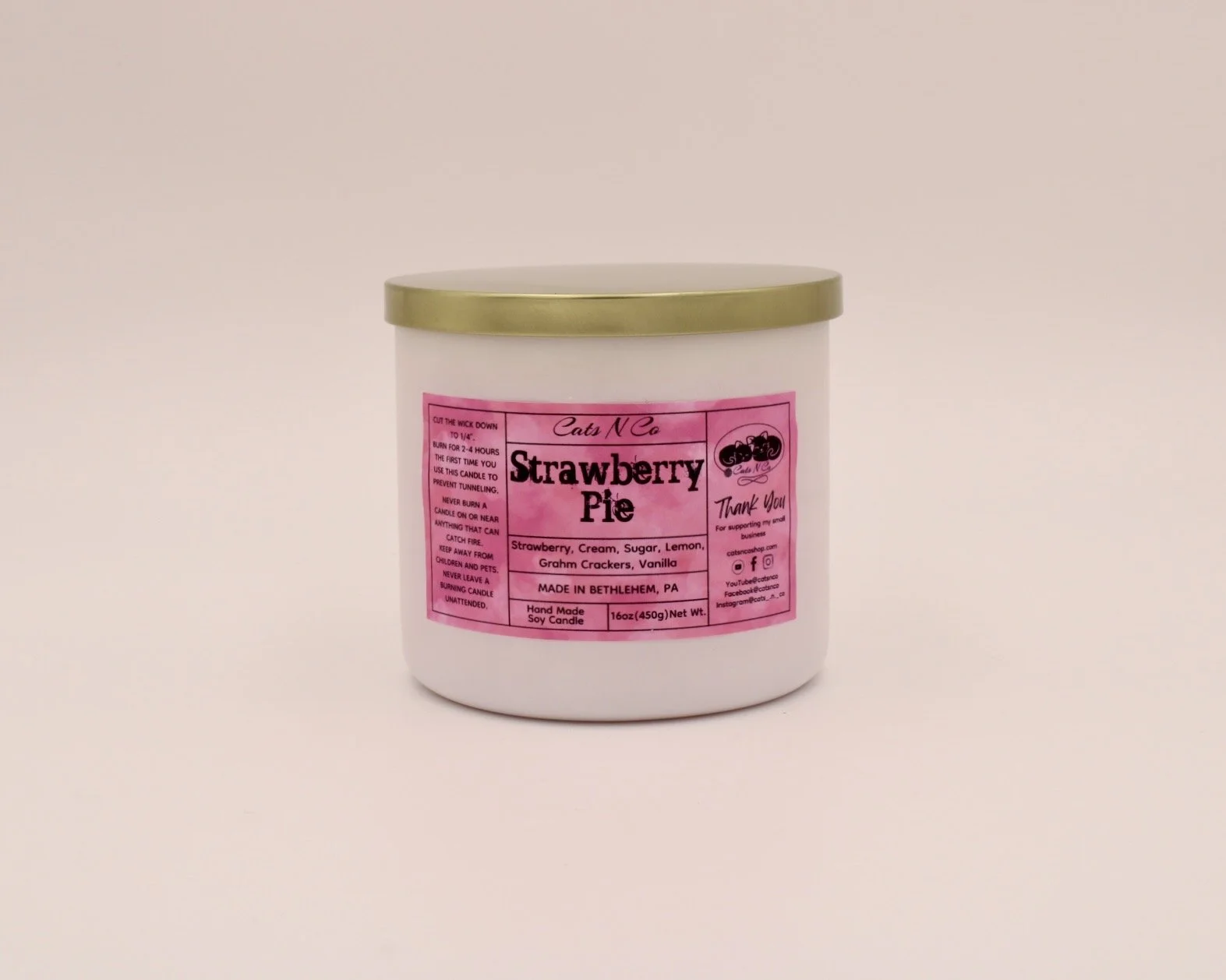strawberry pie large candle catsnco.JPG