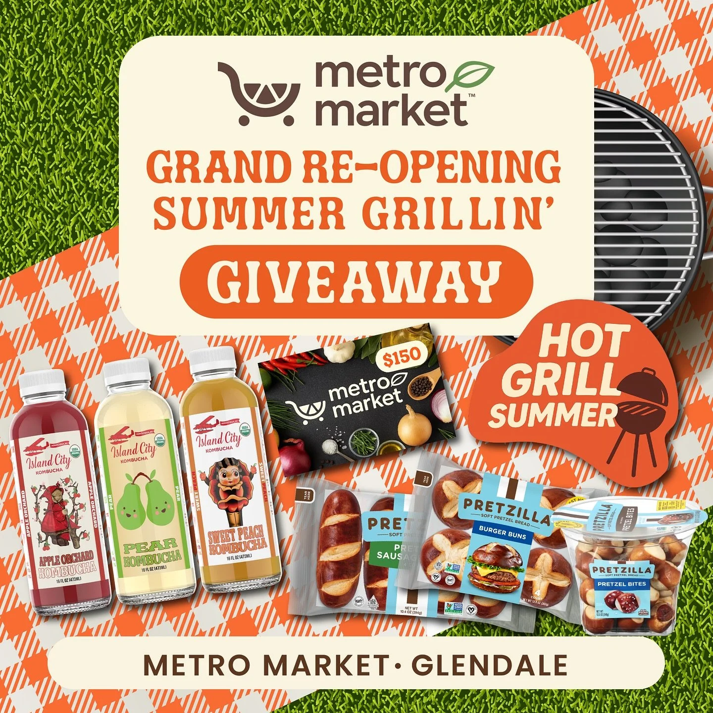 GRAND OPENING GRILLIN&rsquo; GIVEAWAY
We&rsquo;ve teamed up with @mymetromarket and @pretzilla to celebrate the Grand Re-Opening of Metro Market Glendale with the ultimate summer giveaway! ✨

One lucky winner will receive:
✔️ $150 Metro Market gift c