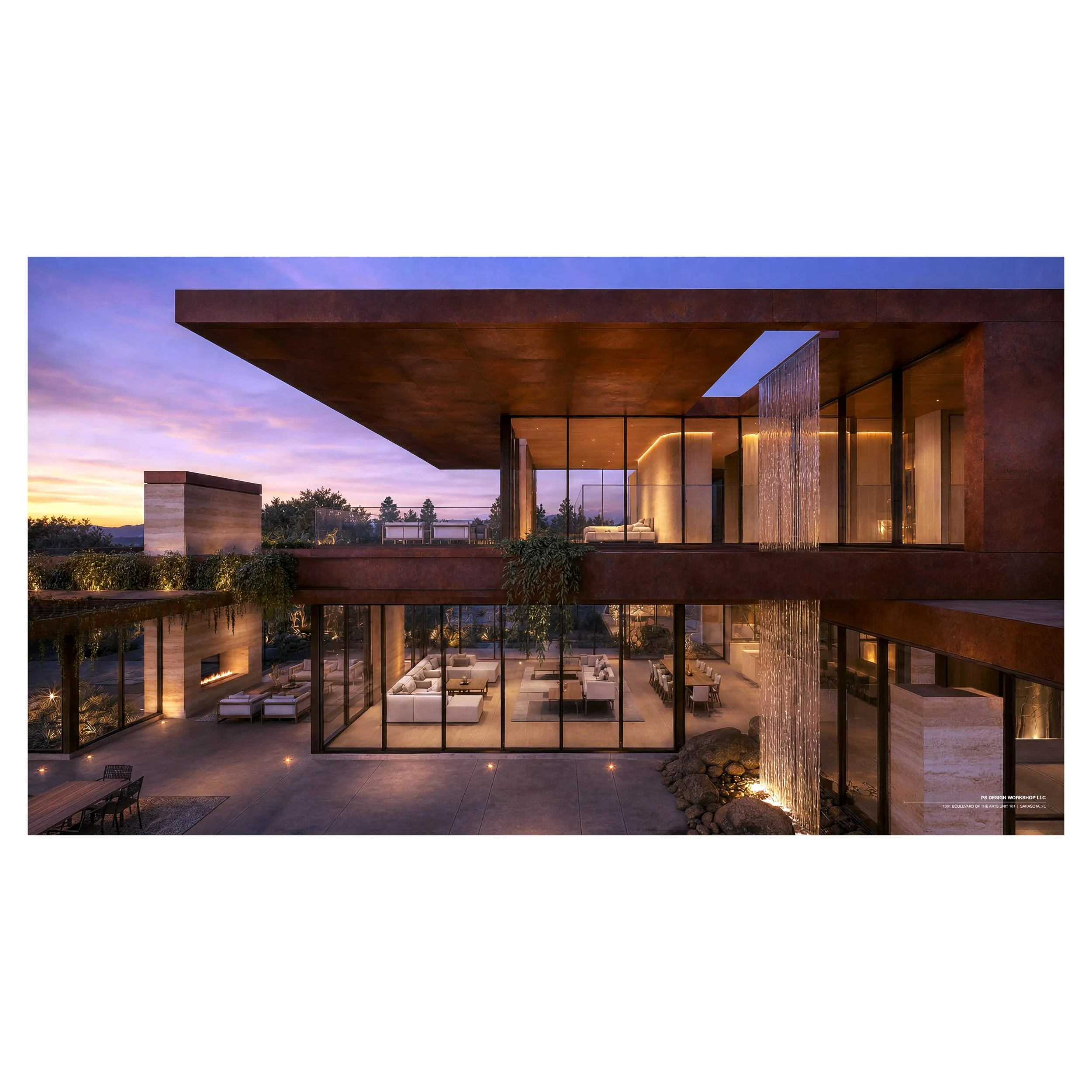 Set within the desert landscape outside Las Vegas, the residence is designed around a seamless indoor-outdoor relationship, with the main living spaces positioned between an expansive pool terrace and a private tennis and wellness court. The architec