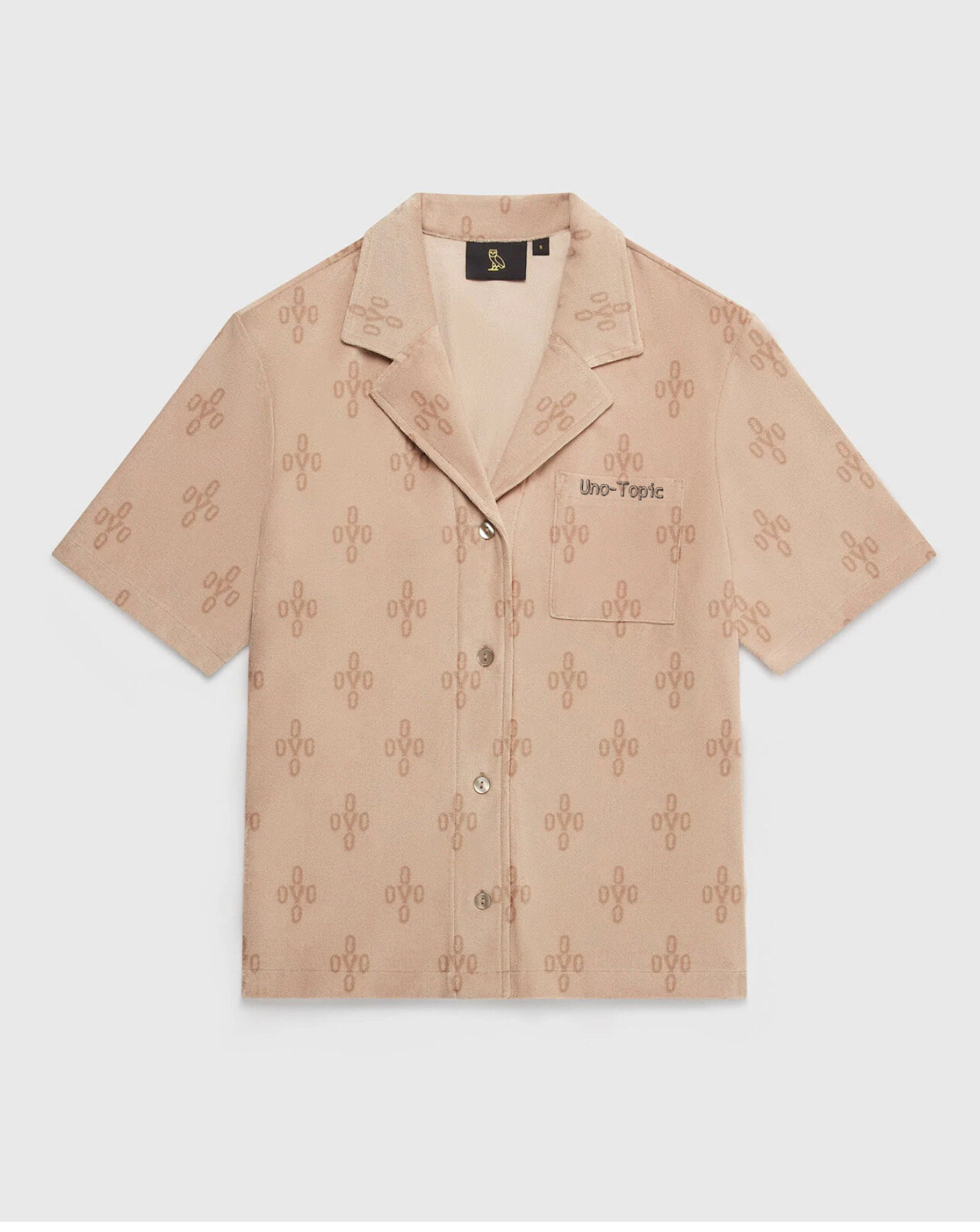 OVOxUNO-TOPIC MONOGRAM TERRY CLOTH RESORT SHIRT — Uno-Topic