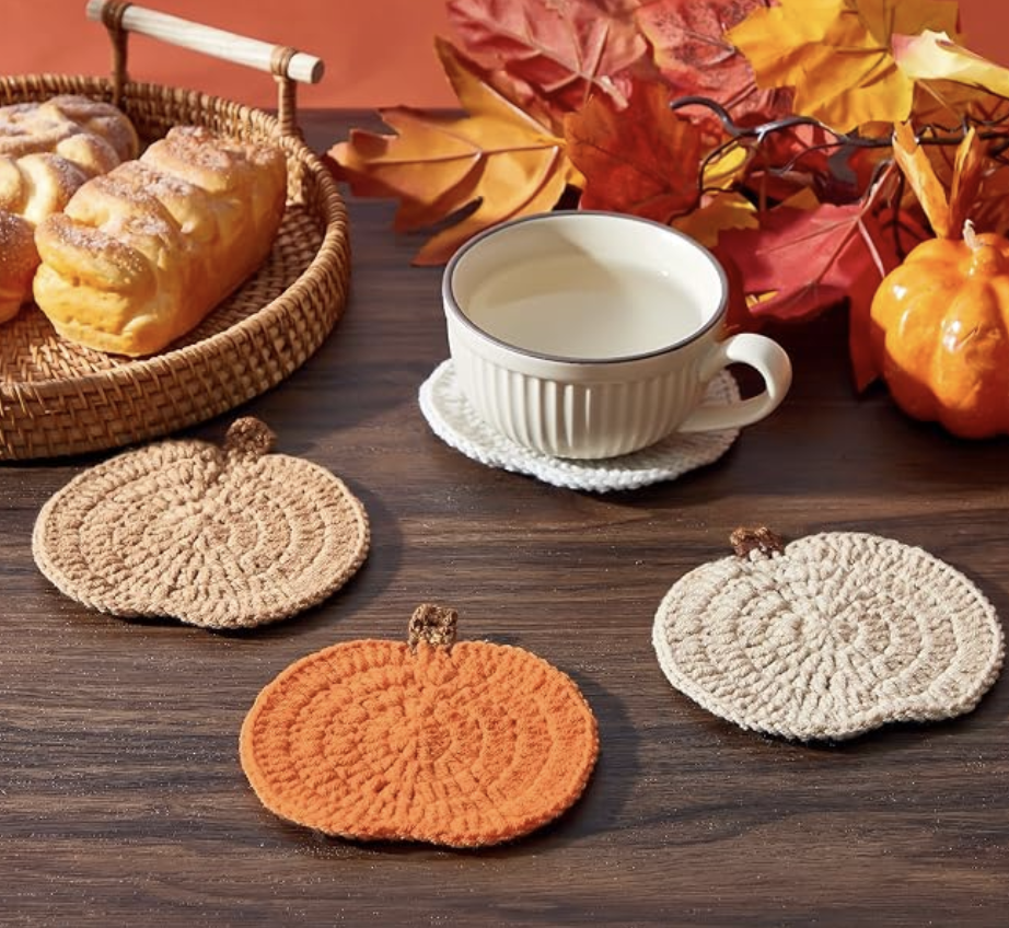 Pumpkin Crochet Coasters [shop]