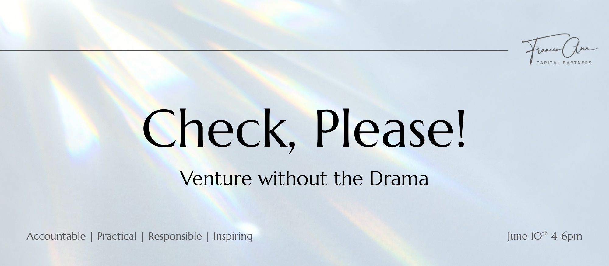 Check, Please! Venture without the Drama