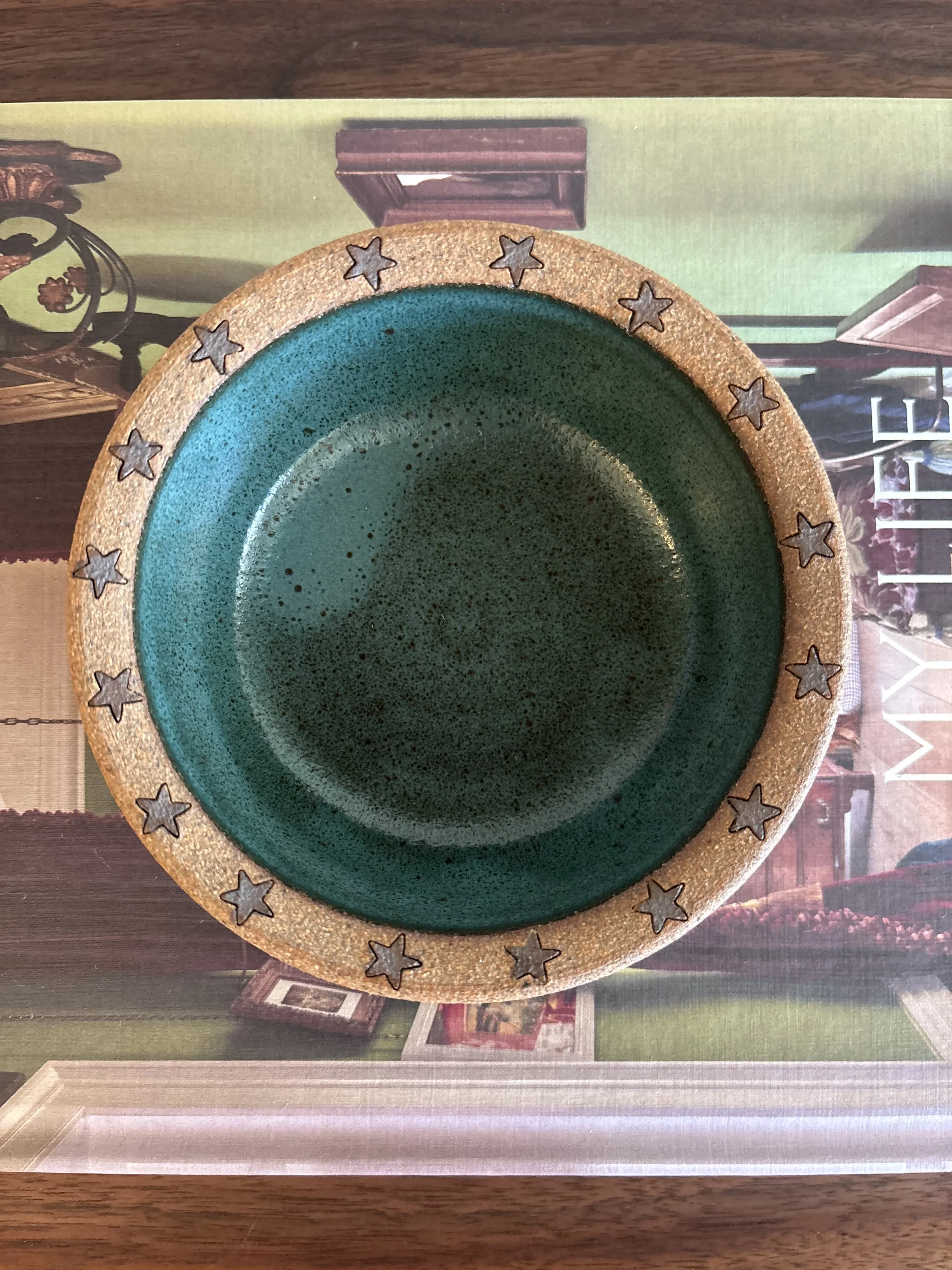 Teal Bowl with Stars