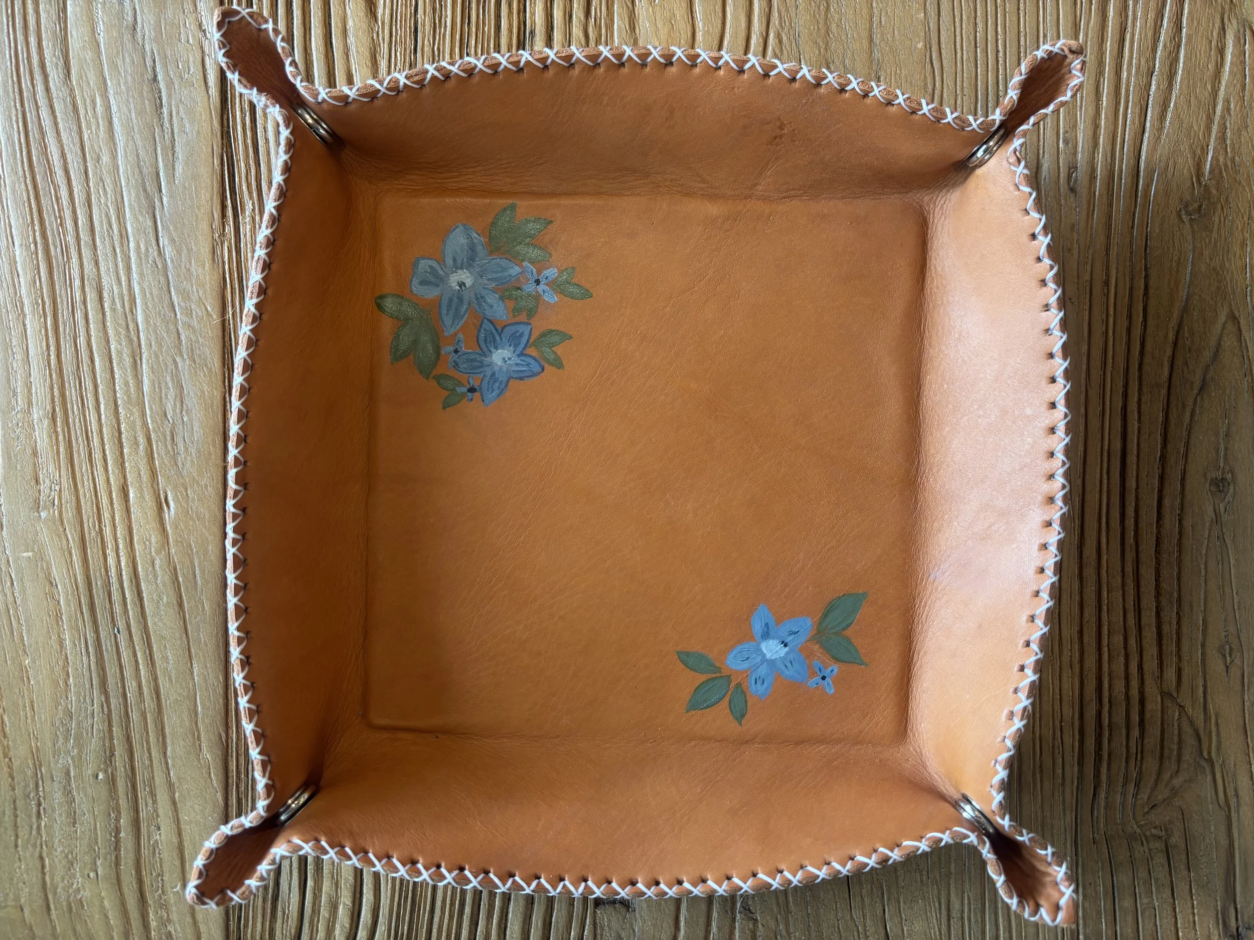Leather Tray with Pinched Corners