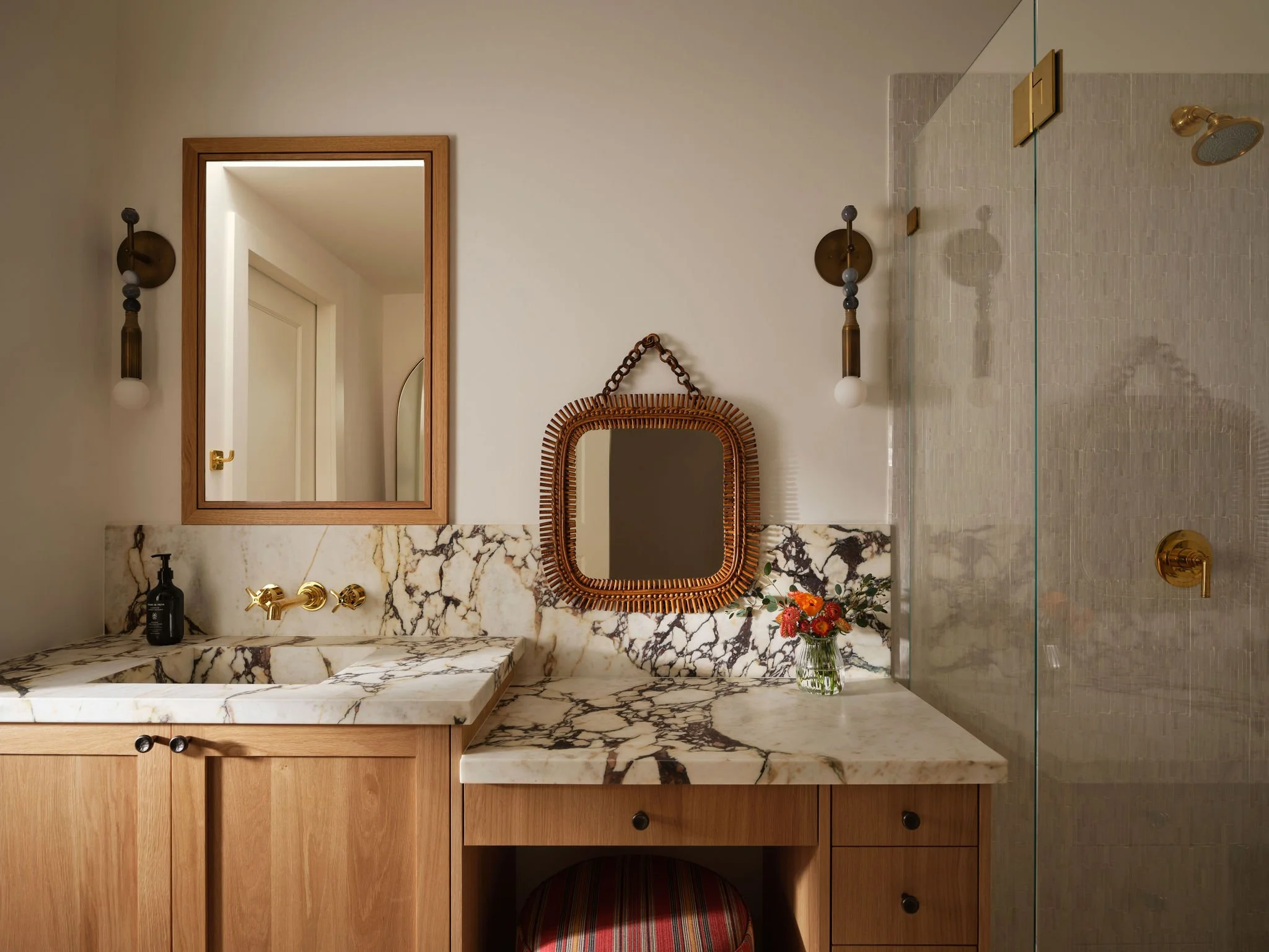 Seattle Interior Designer House Boat Primary Bathroom