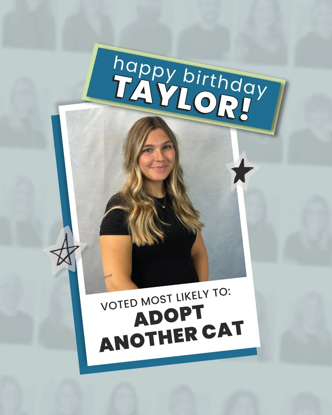 Happy Birthday, Taylor! 🎉
Voted Most Likely to Adopt Another Cat.
Honestly, it&rsquo;s only a matter of time. 🎂