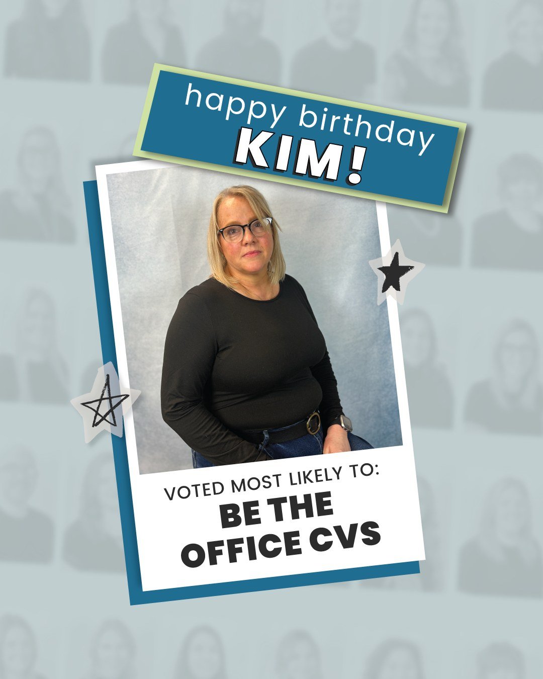 Happy Birthday, Kim! 🎉
Voted Most Likely to Be the Office CVS.
Prepared for absolutely everything! 🎂