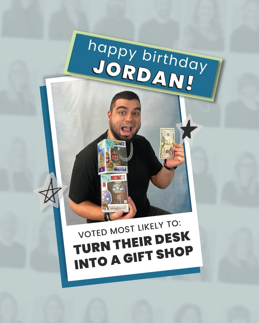 Happy Birthday, Jordan! 🎉
Voted Most Likely to Turn Their Desk Into a Gift Shop.
No purchase necessary &mdash; just good vibes. 🎂