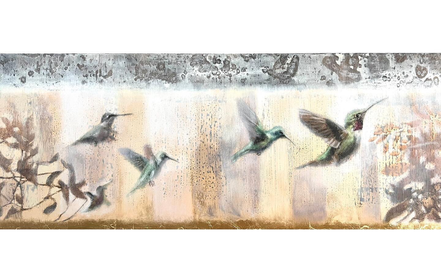 &ldquo;Hovering Above Nature&rdquo;. I&rsquo;m so excited to be in La Jolla this week. This piece is on its way to @artemisfineartgallery ! Such lovely people at Artemis! #hummingbird #hummingbirds #artemislajolla #contemporarywildlifeart #contempora