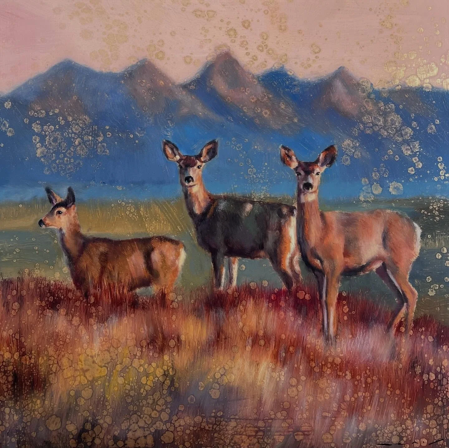 &ldquo;Rainbow Ridge&rdquo; I went for all the colors on this one! #nealyrileyart #gold #deerpainting