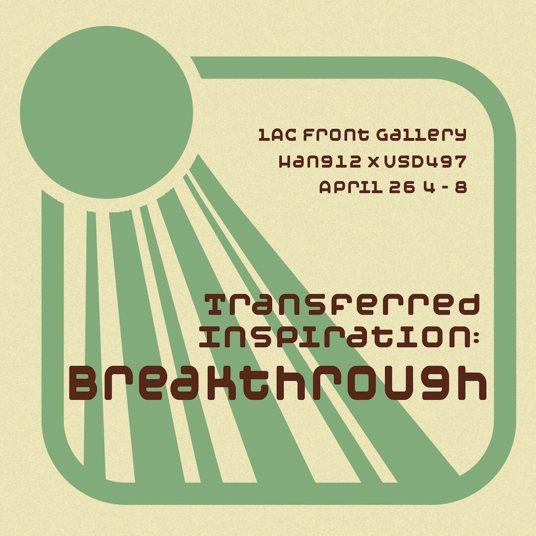 Introducing our next show, one of our annual spring shows &lsquo;Transferred Inspiration: Breakthrough&rsquo;! The opening reception will be on April 26 from 4-8pm at Lawrence Arts Center. Come see USD 497 high school students work from their time sp