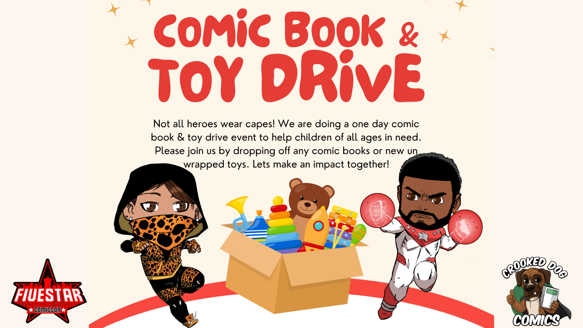 FiveStar Comic and Toy Drive at Crooked Dog Comics