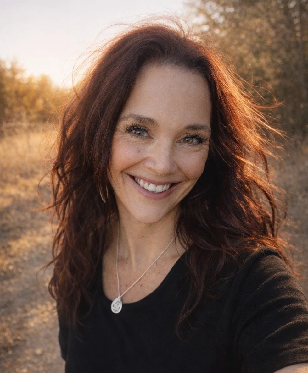 Head and shoulders image of Raven, CEO, LSCSW, MSW, smiling at camera with long red and black hair