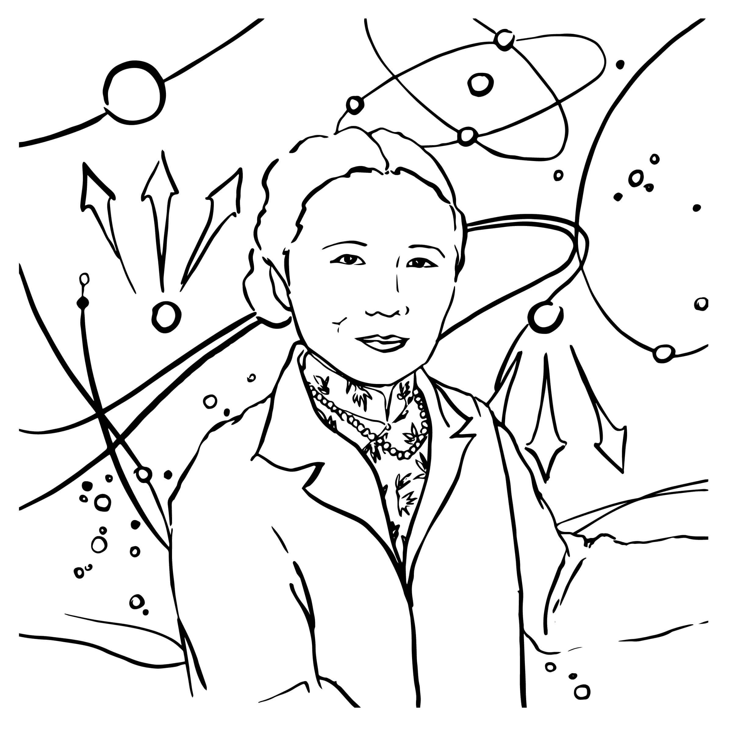  Black and white drawing of Chien-Shiung Wu 