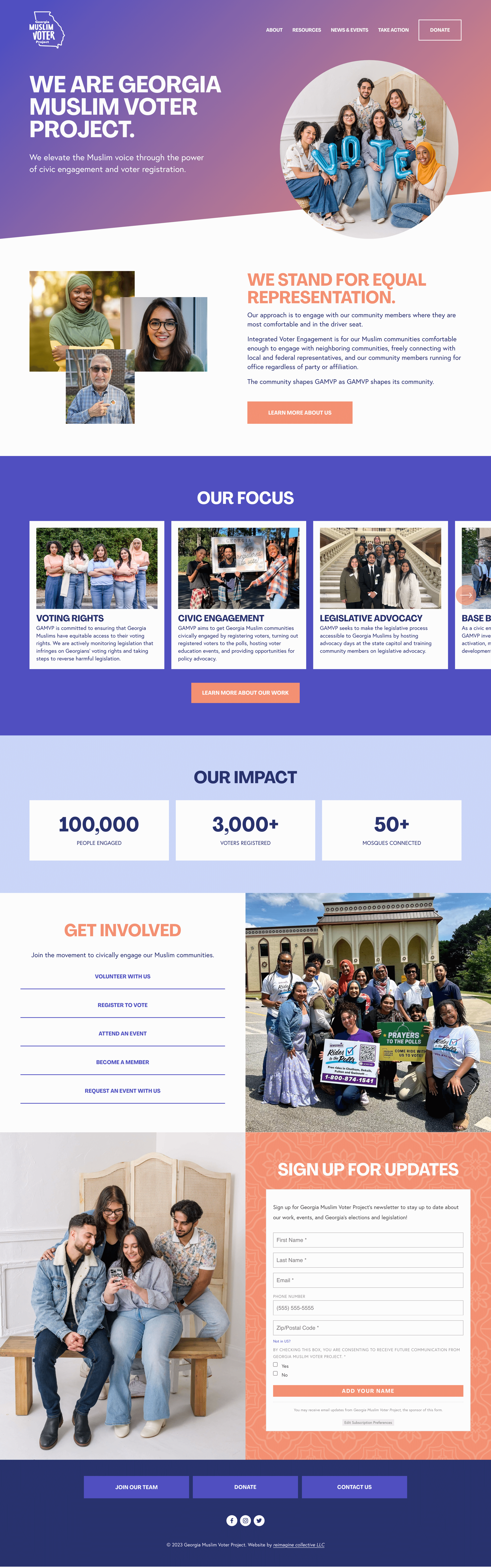Homepage of the new GAMVP website