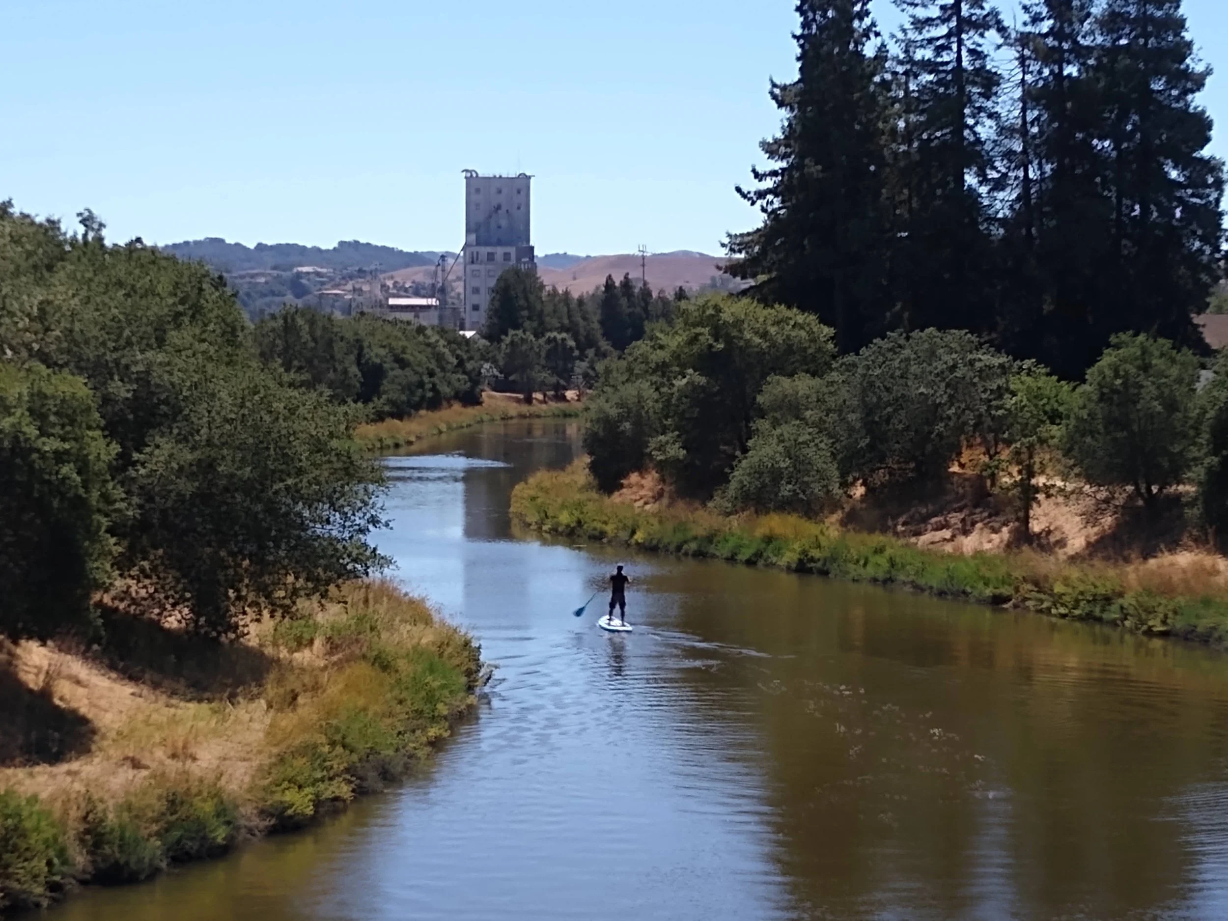 Paddler going down river south of Payran overpass. This a a flood control project which we need to duplicate effort on other parts of the river. 