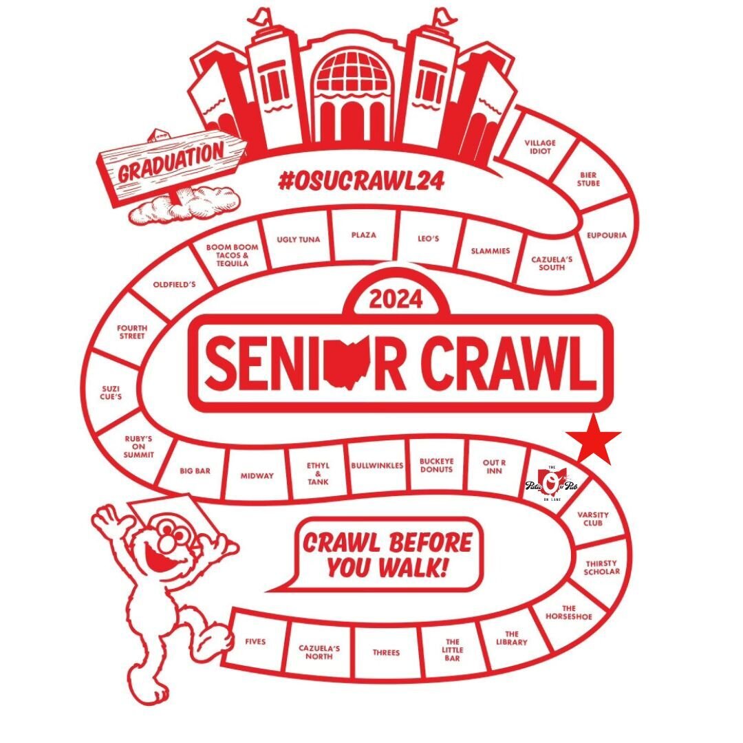 SENIOR CRAWL April 30, 2024. Plan to start your day at The ⭕. Shirts available soon! #osucrawl24