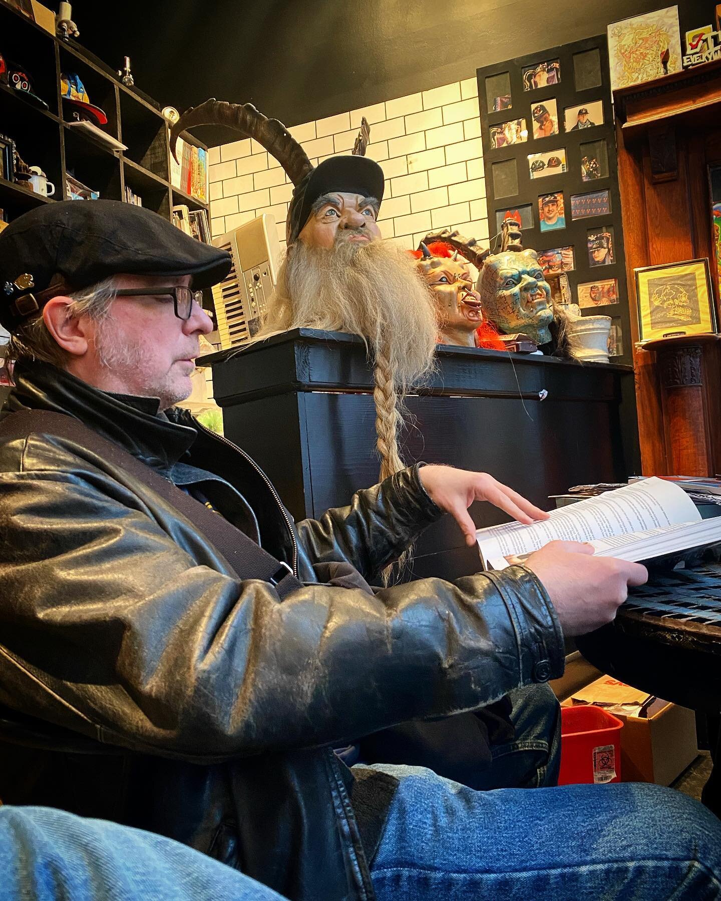 Sitting with our friend clayton Paterson  @claytonles pouring over the new book &ldquo;in the shadows the people&rsquo;s history of New York underground tattooing&rdquo; a lot of info here a deep walk down memory lane for me. Nice visit and thank you