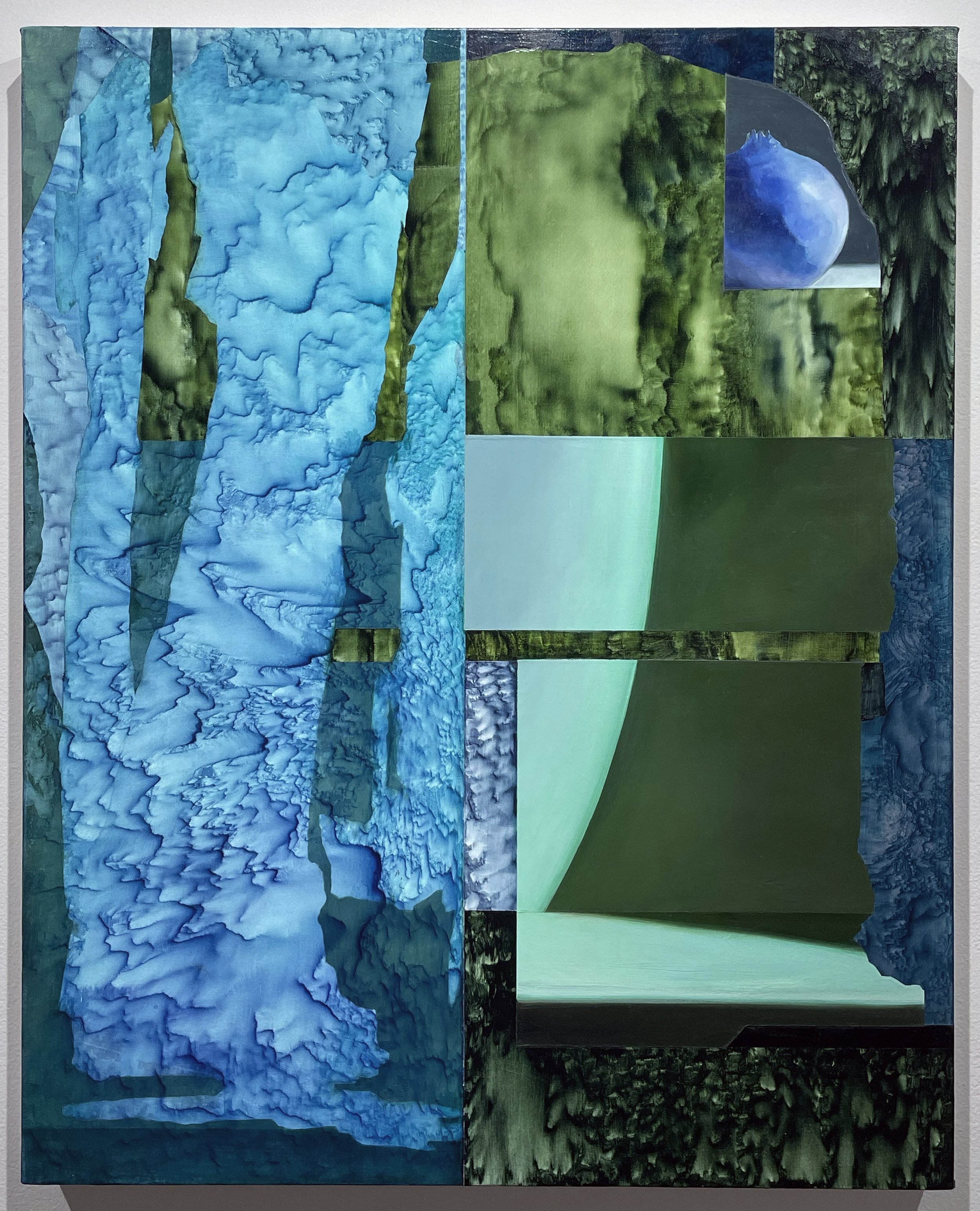 A Visitation (The Blue Pomegranate), oil and acrylic on canvas, 30 x 24 inches, 2025