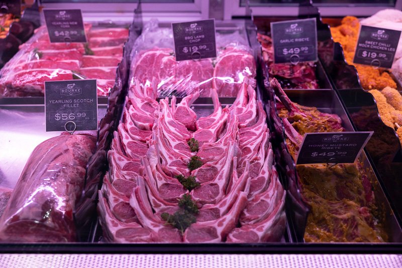 Meat in the display fridge - lamb cutlets